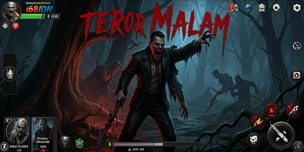 Menampilkan suasana gameplay horor yang intens dan menegangkan.