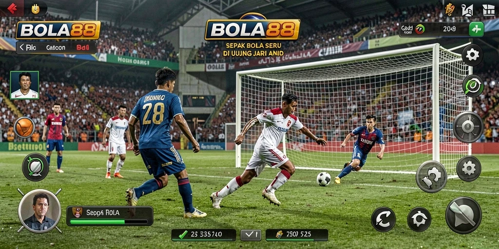 Tampilan gameplay BOLA88 yang menarik dengan aksi sepak bola yang seru.