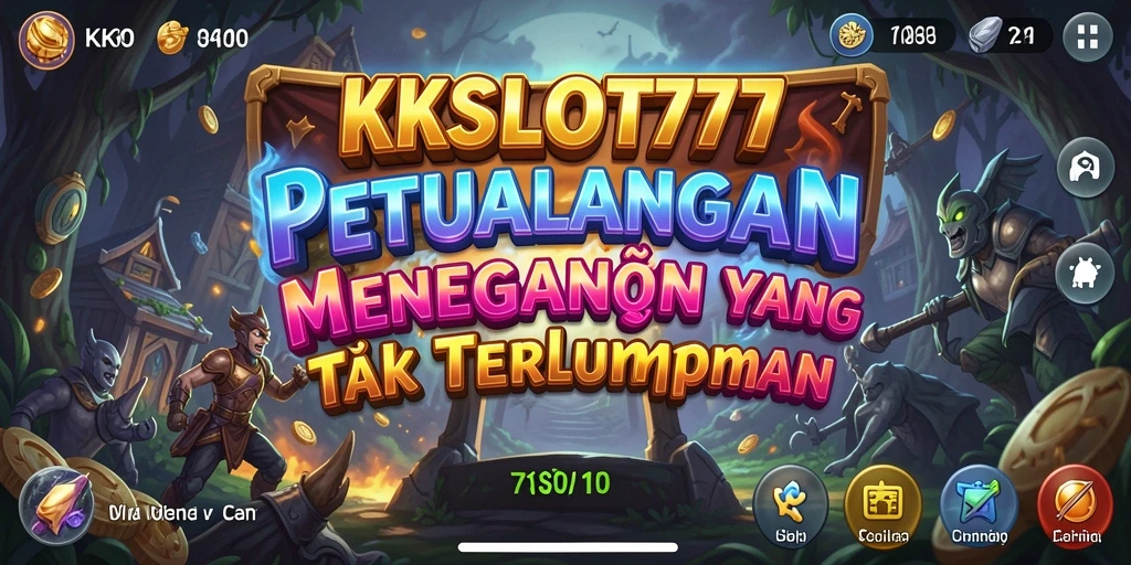Tampilan gameplay KKSLOT777 dengan karakter yang beraksi di lingkungan petualangan.