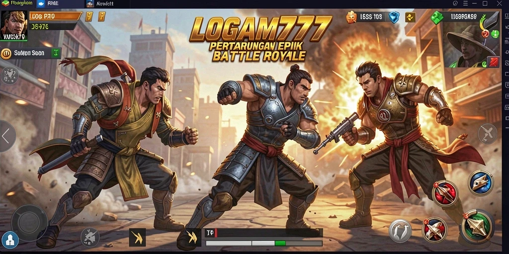 Tampilan seru gameplay LOGAM777 di arena pertempuran.