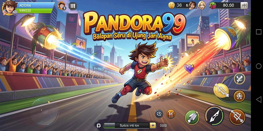 Screenshot gameplay PANDORA99 yang mendebarkan dan penuh aksi balapan.
