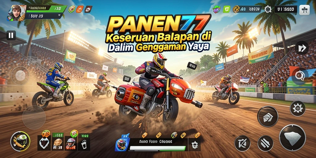 Tangkapan layar gameplay yang menampilkan aksi balapan seru dalam PANEN77.