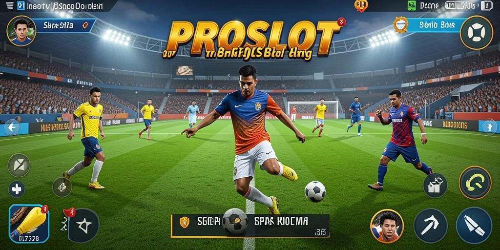 Tampilan gameplay PROSLOT yang seru dalam aksi sepak bola.